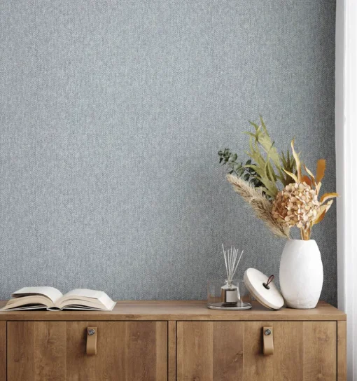 Westbury Forest Herringbone Tweed Wallpaper - Blue