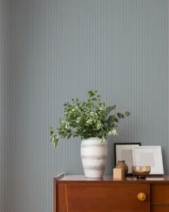 Westbury Forest Ticking Stripe Wallpaper - Blue