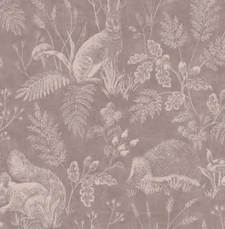 Westbury Forest Woodland Toile Wallpaper - Mahogany