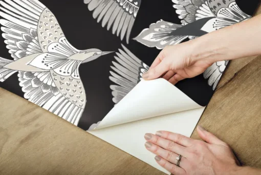 Wildlife Feather Flight Peel & Stick Wallpaper - Black