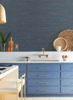 York Natural Digest Grass Roots Wallpaper - Blue